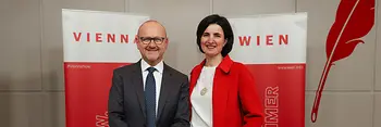 CEO Vienna Tourist Board Norbert Kettner and Anita Paic (Director B2B Management & Vienna Convention Bureau) at the press conference for the meting industry report 2025
