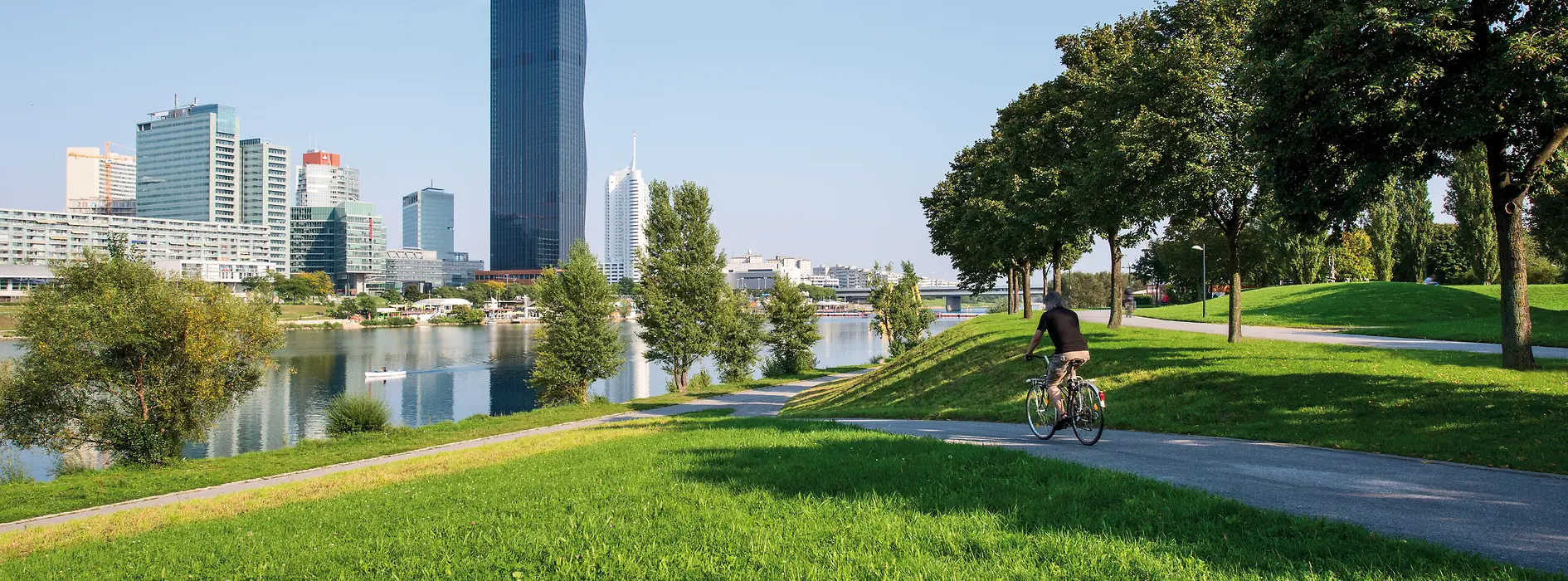 Cyclist on Danube Island