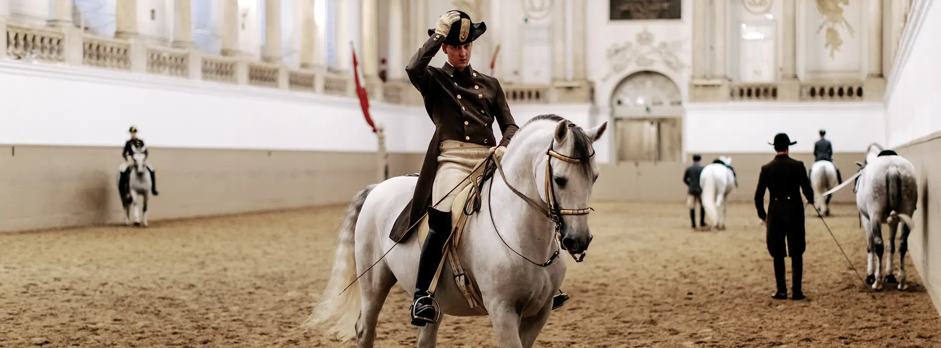 Spanische Hofreitschule, Reiter auf Lipizzaner