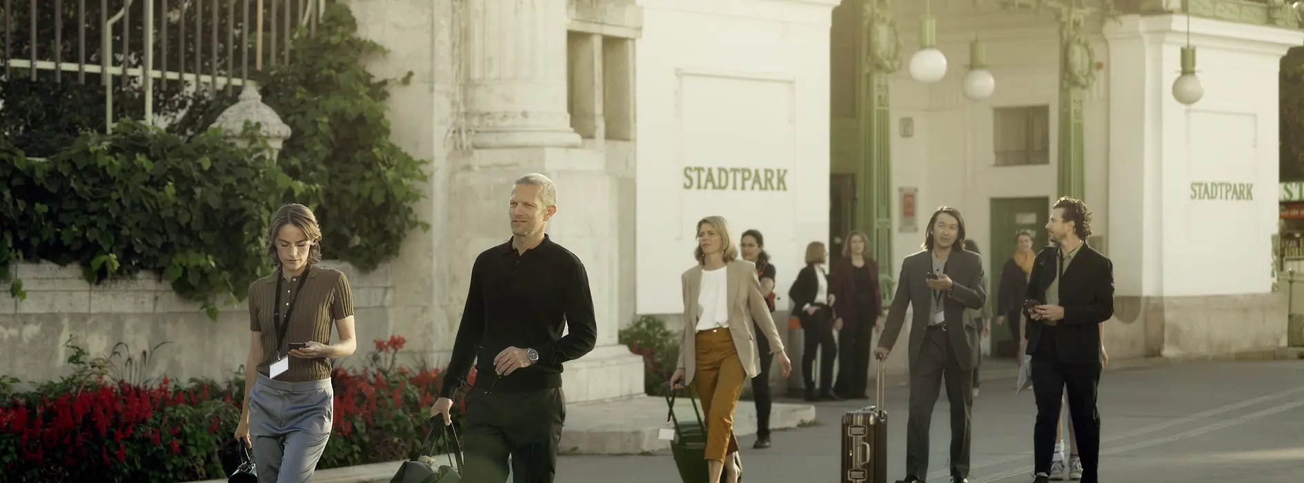 Meeting Delegates outside the subway stop "Stadtpark"