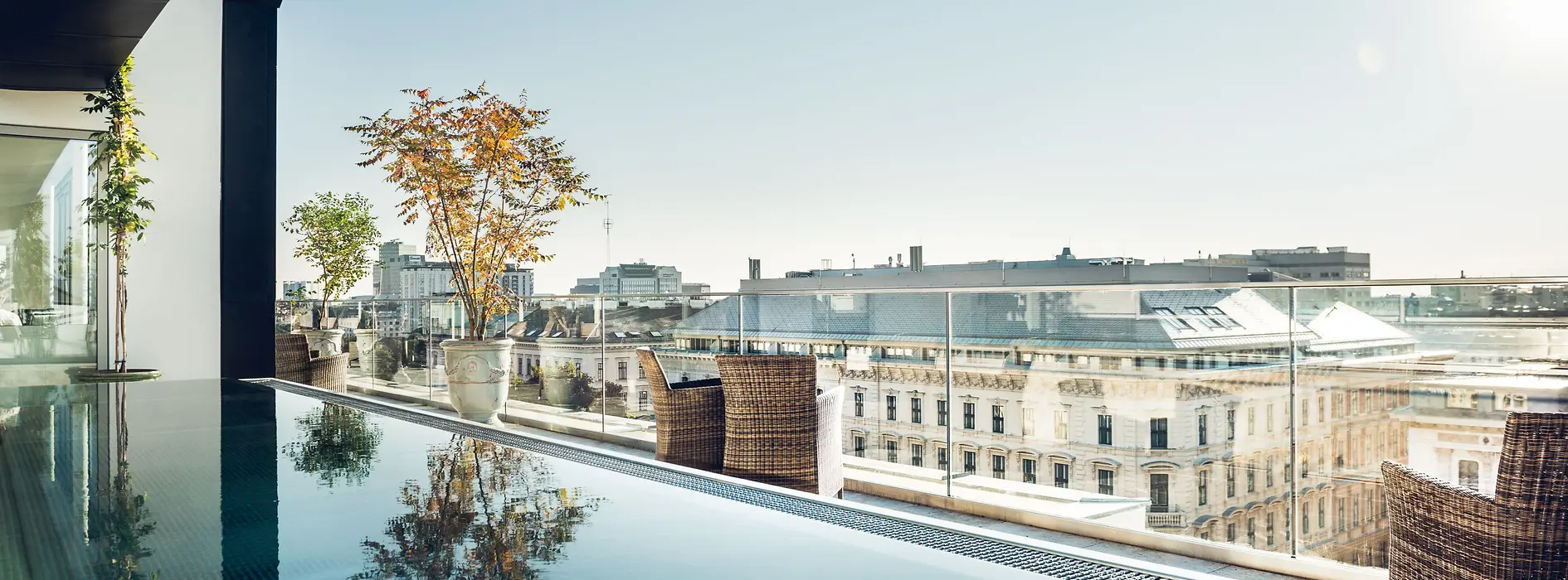 Rooftop pool for hotel guests and club members, view over Vienna