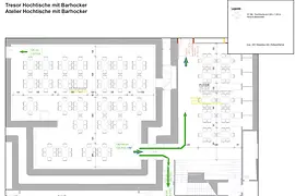 Plan Tresor Hochtische mit Barhocker