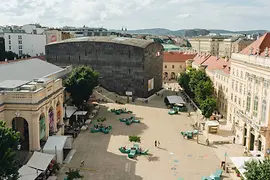 Blick von oben auf das Wiener MuseumsQuartier