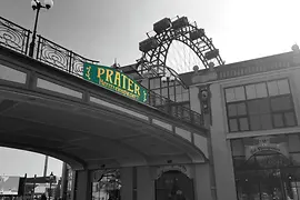 Vienna Prater with giant ferries wheel