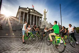 A group with bicycles