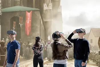 Group with VR glasses