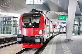 Red Railjet-Train Vienna Main Station 