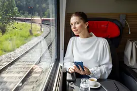 Business travellers on ÖBB train