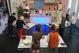 Participants bake in the studio