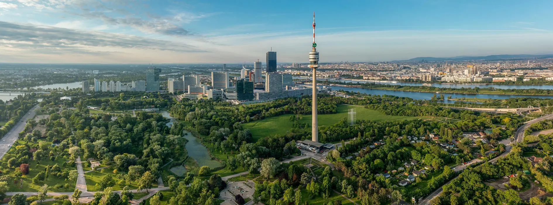 View of the Donauturm in Vienna from above